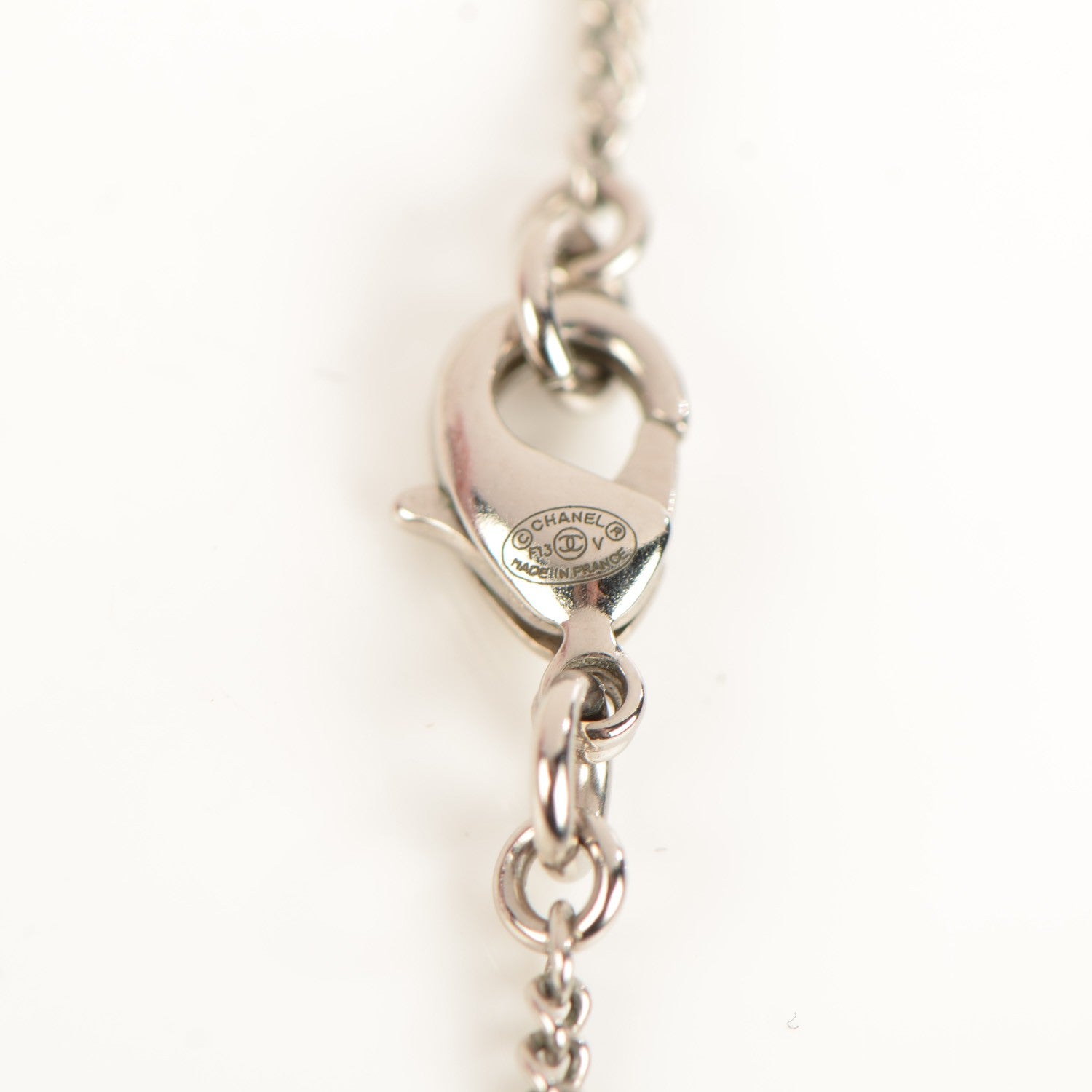 Chanel Crystal Timeless CC Necklace Silver 6 of 6