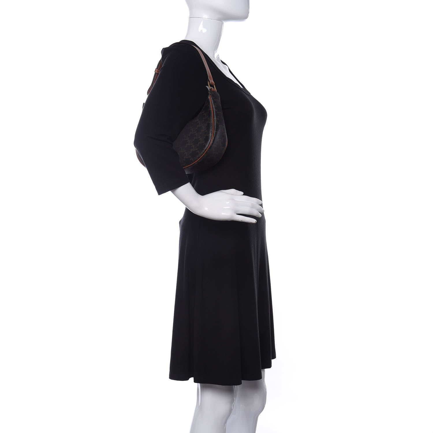 Celine Triomphe Canvas Calfskin Ava Shoulder Bag Tan 2 of 10