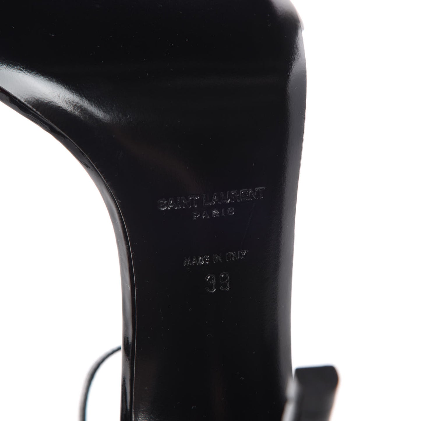 Patent Calfskin Amber 105 Ankle Strap Sandals 39 Black
