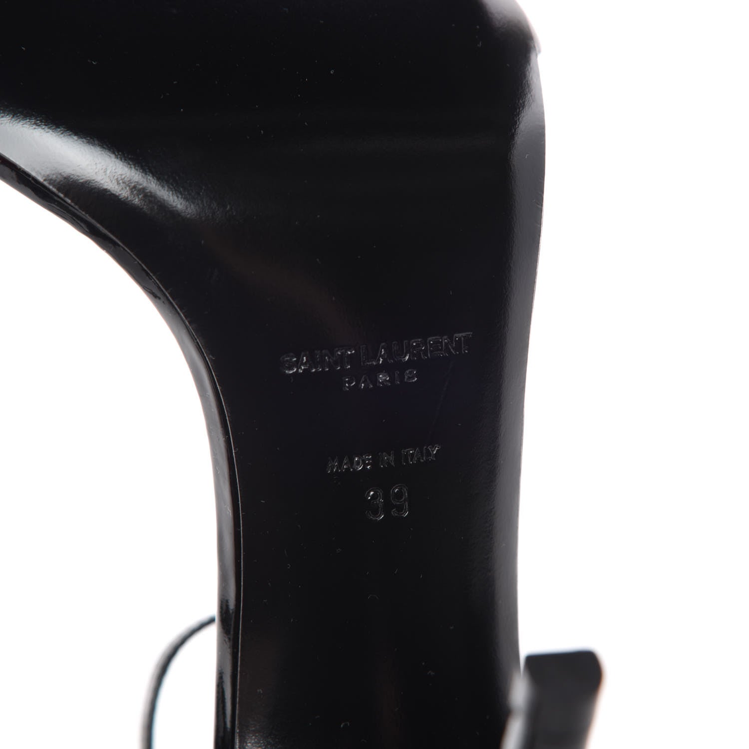 Saint Laurent Patent Calfskin Amber 105 Ankle Strap Sandals 39 Black 6 of 8