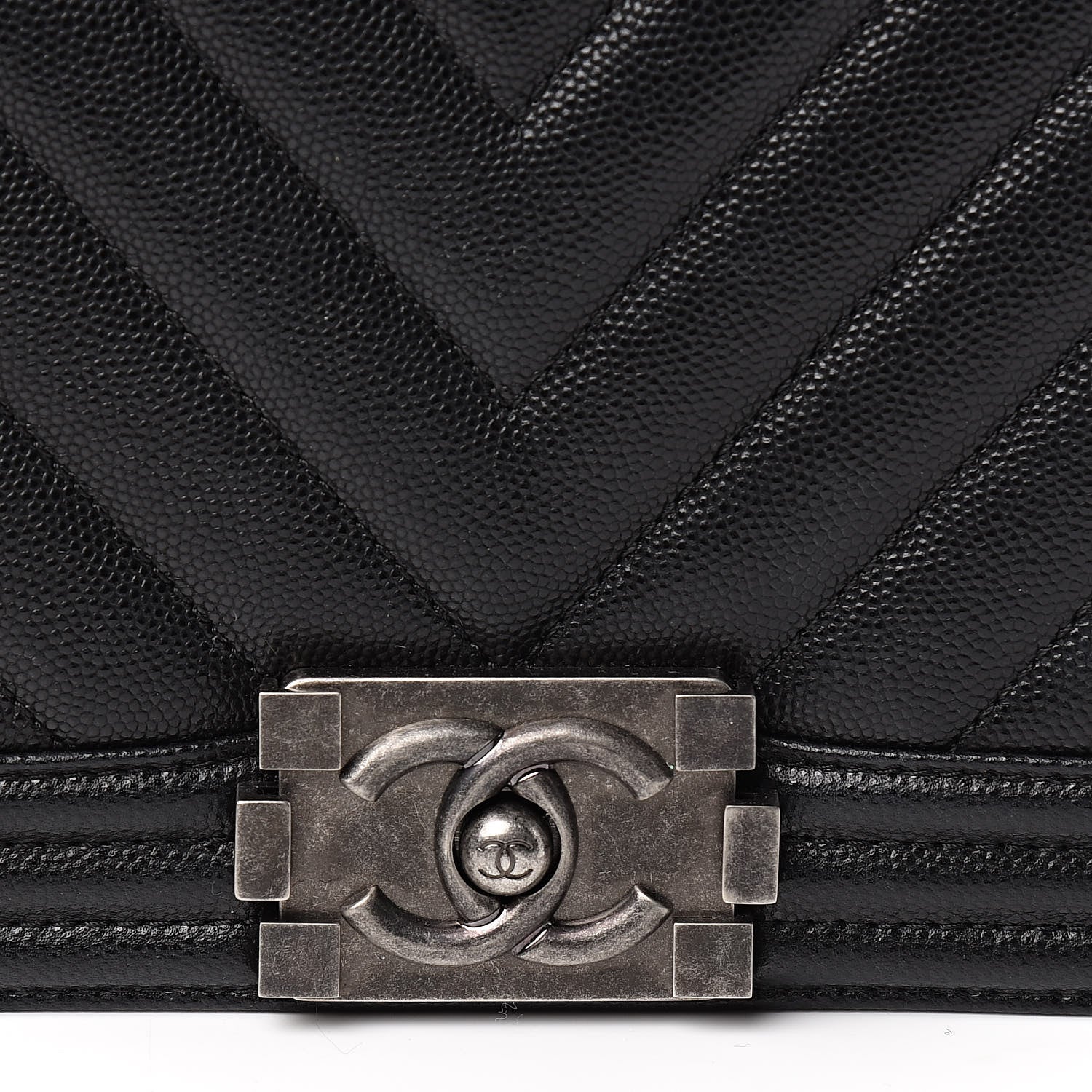 Chanel Caviar Chevron Quilted New Medium Boy Flap Black 10 of 10