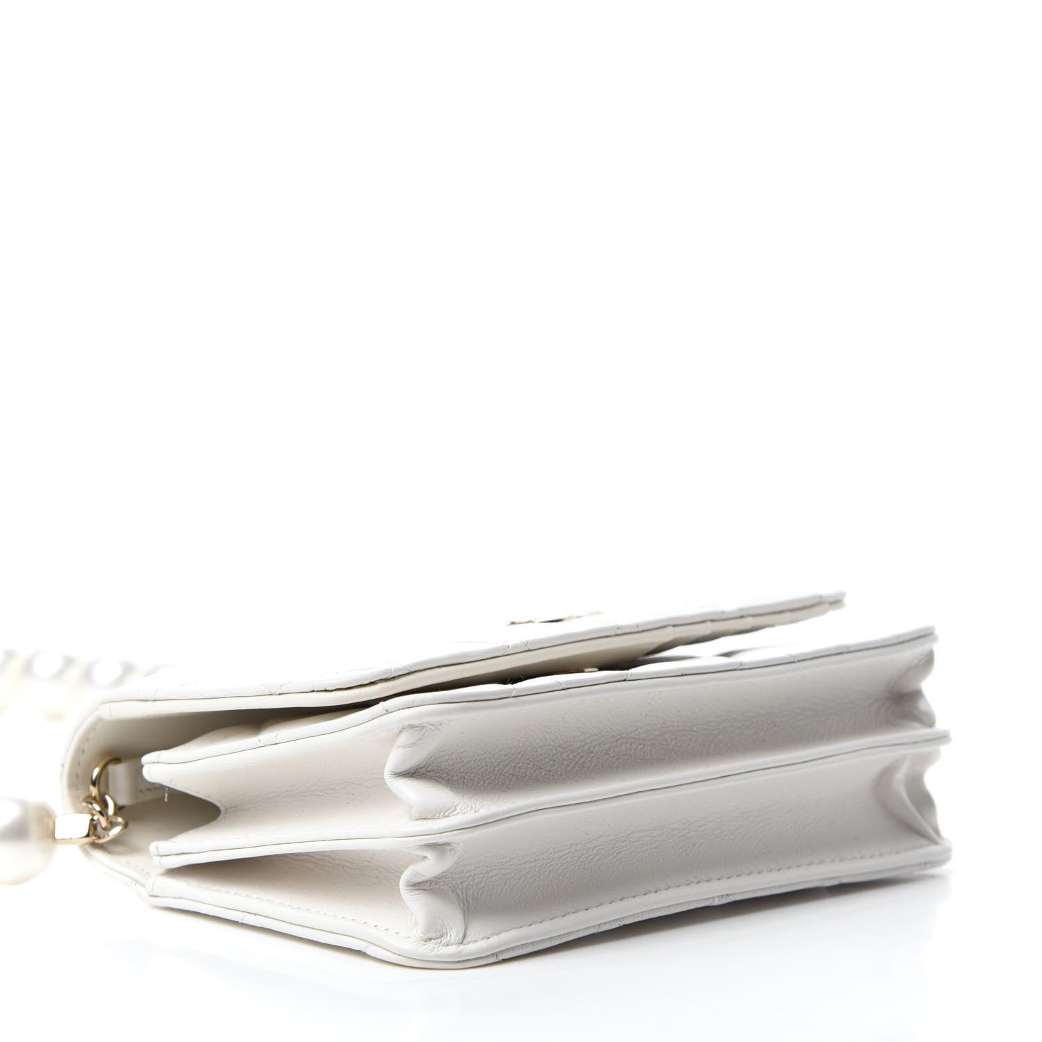 Chanel Calfskin Quilted Mini Maxi Pearls Wallet On Chain WOC White 4 of 11