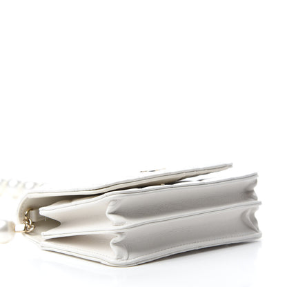 Chanel Calfskin Quilted Mini Maxi Pearls Wallet On Chain WOC White 4 of 11