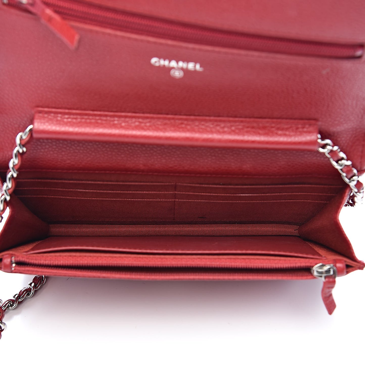 Caviar Quilted Wallet on Chain WOC Red