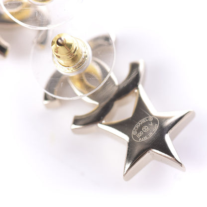 Chanel Crystal Pearl Charming Winter CC Star Heart Earrings Gold 4 of 5