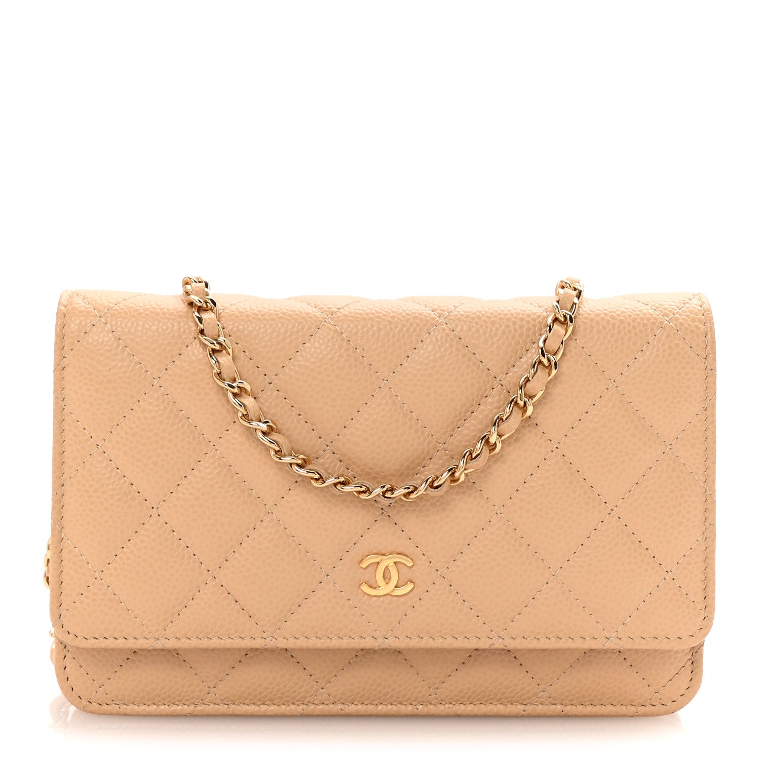 Chanel Caviar Quilted Wallet on Chain WOC Beige 1 of 11