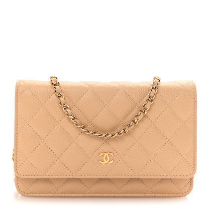 Chanel Caviar Quilted Wallet on Chain WOC Beige 1 of 11