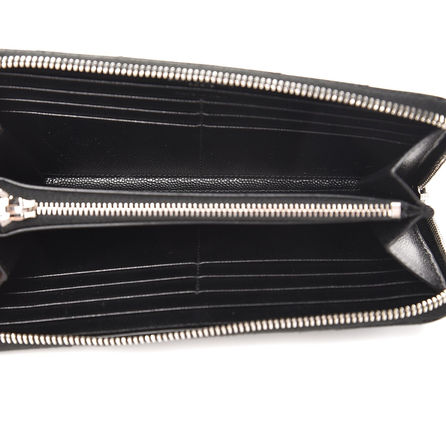 Saint Laurent Grain De Poudre Matelasse Chevron Monogram Zip Around Wallet Black 5 of 7