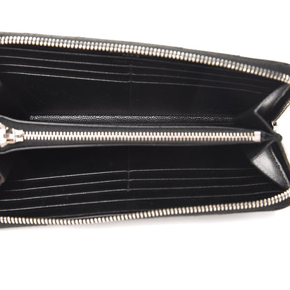 Saint Laurent Grain De Poudre Matelasse Chevron Monogram Zip Around Wallet Black 5 of 7
