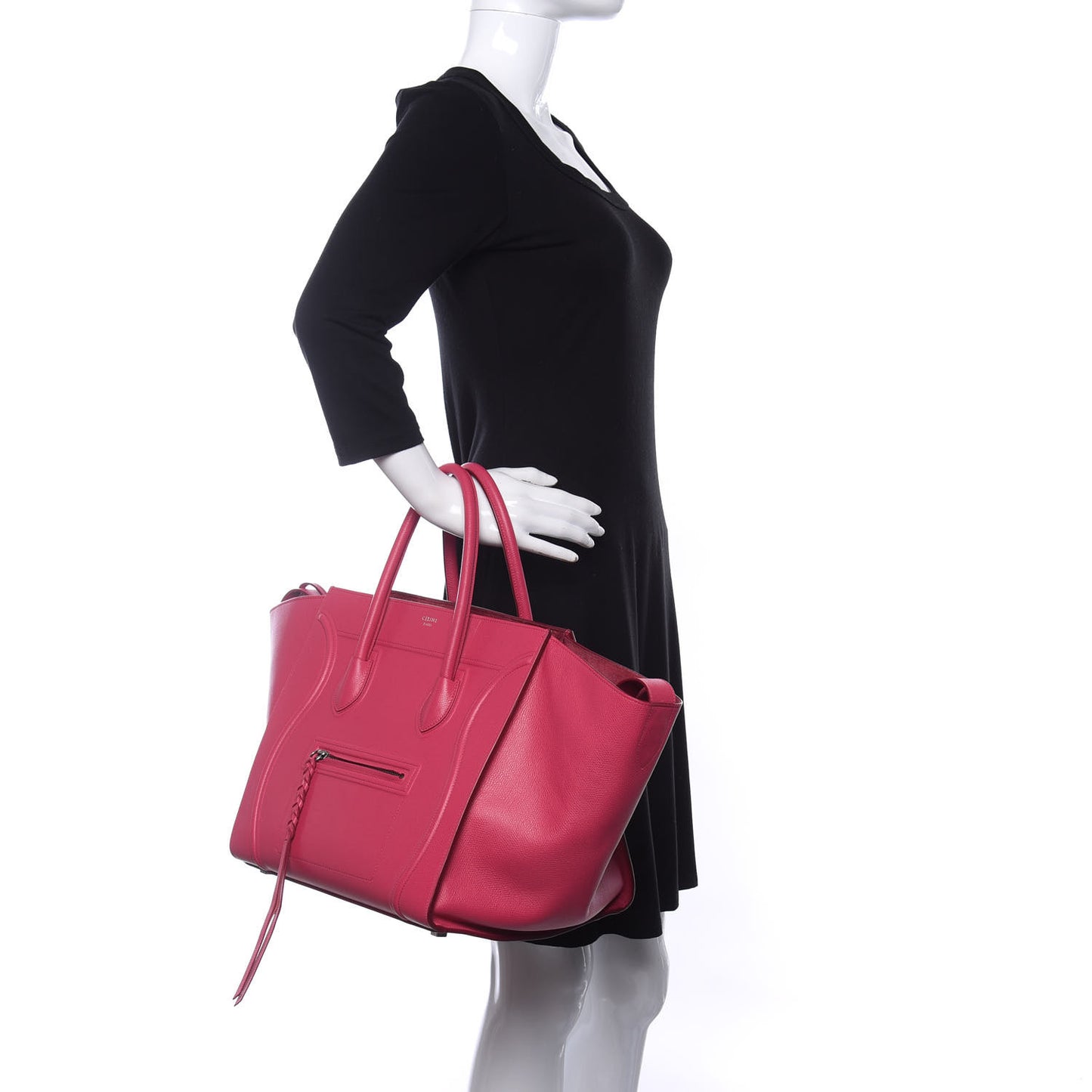 Grained Calfskin Medium Phantom Luggage Fuchsia