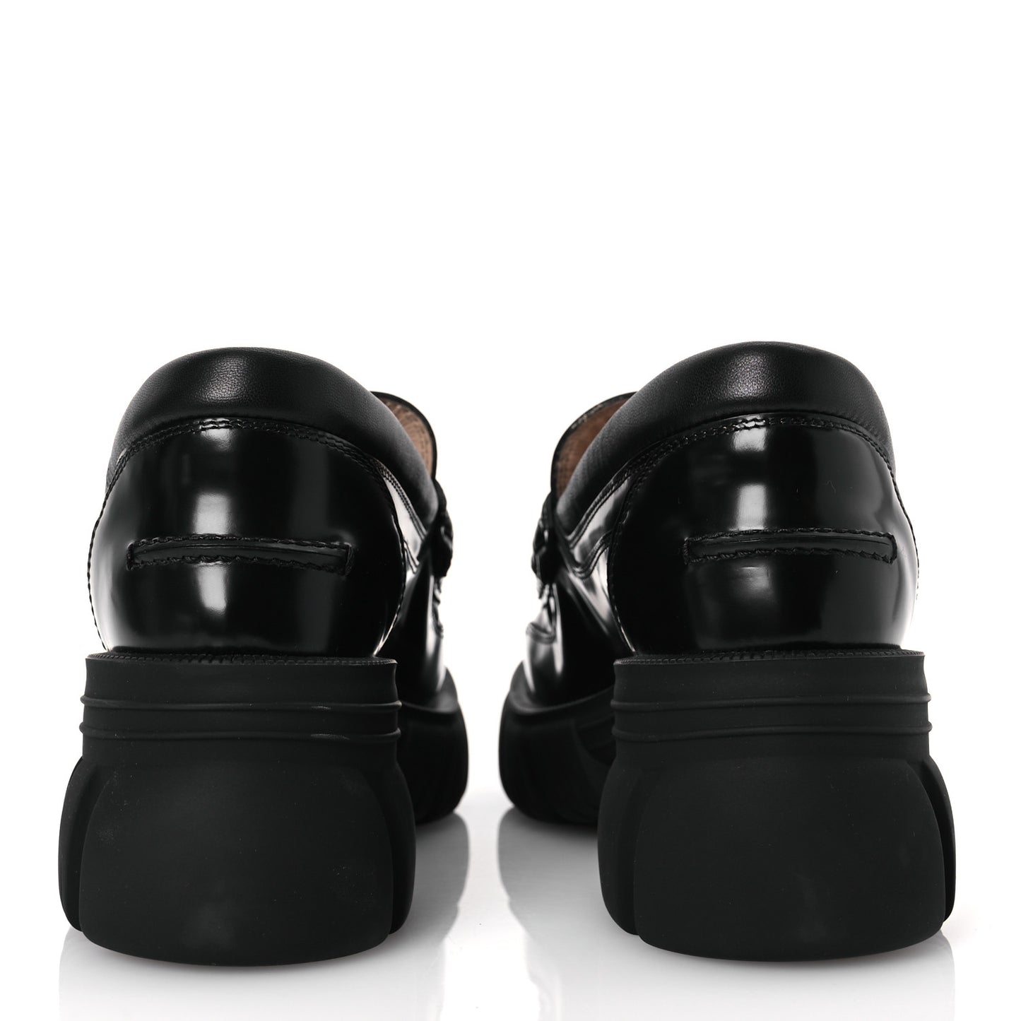 Magnum Calfskin Nappa Samoa Womens Horsebit Platform Chunky Lug Sole 40mm Loafers 41 Black