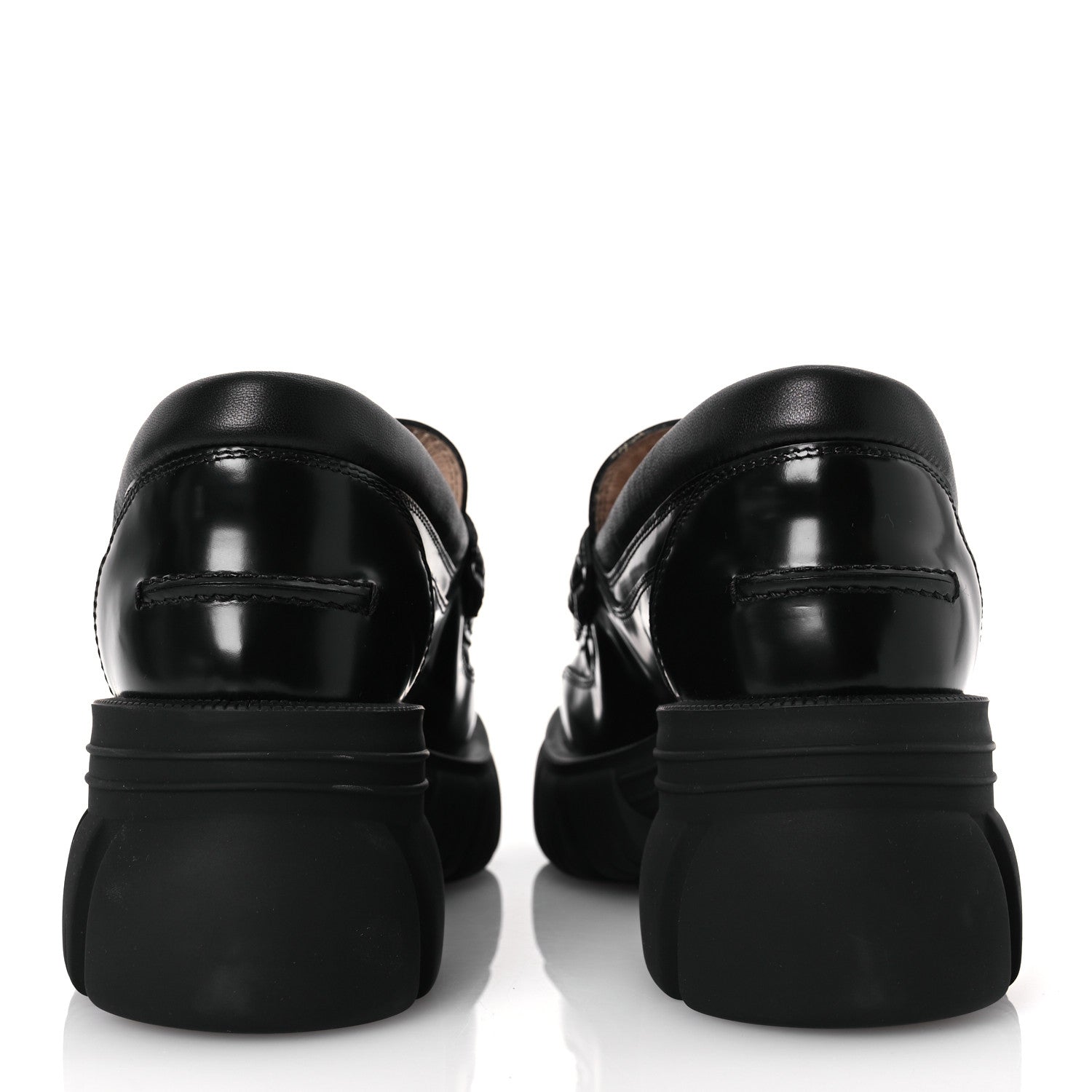 Gucci Magnum Calfskin Nappa Samoa Womens Horsebit Platform Chunky Lug Sole 40mm Loafers 41 Black 6 of 12