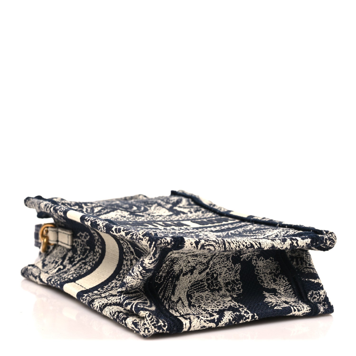 Christian Dior Canvas Toile de Jouy Reverse Embroidered Mini Book Tote Phone Bag Blue 3 of 9