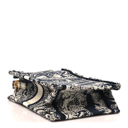Christian Dior Canvas Toile de Jouy Reverse Embroidered Mini Book Tote Phone Bag Blue 3 of 9