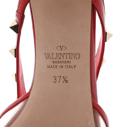Valentino Garavani Calfskin Mesh Rockstud Alcove 60mm Mules 37.5 Rosso Valentino 7 of 8