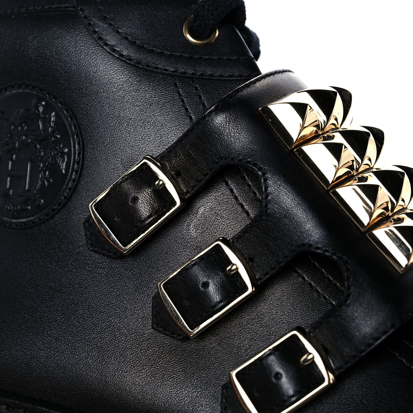 Calfskin Studded Lennox High Top Sneakers 39.5 Black