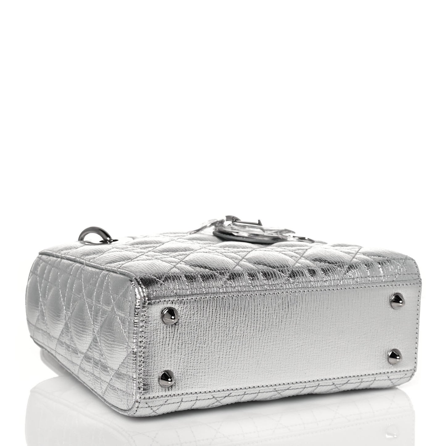 Metallic Grained Calfskin Cannage Small My ABCDior Lady Dior Silver