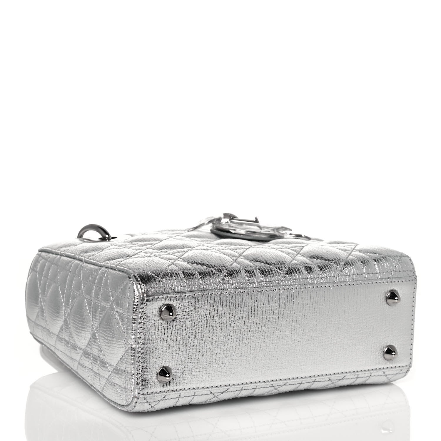 Christian Dior Metallic Grained Calfskin Cannage Small My ABCDior Lady Dior Silver 4 of 12