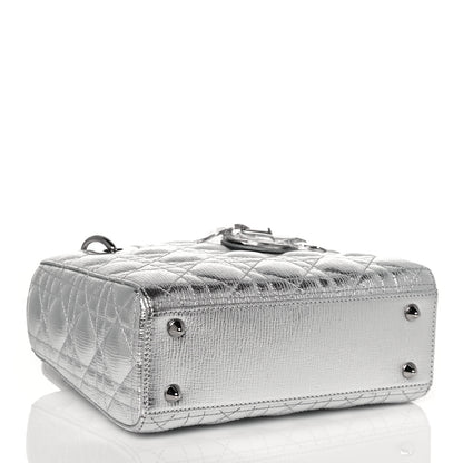 Christian Dior Metallic Grained Calfskin Cannage Small My ABCDior Lady Dior Silver 4 of 12