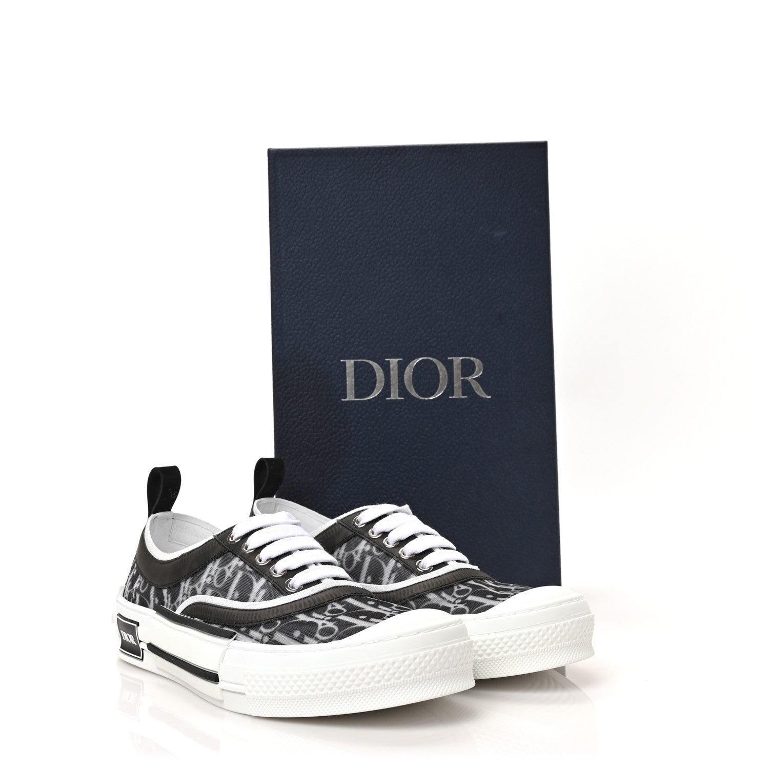 Christian Dior Technical Canvas Mesh Oblique Printed Mens B23 Low Top Sneakers 42 Black White 8 of 8