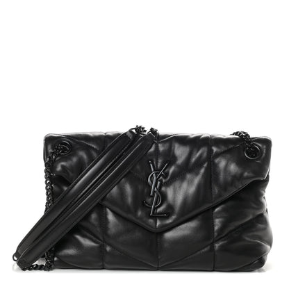 Saint Laurent Lambskin Quilted Small Loulou Puffer Monogram Chain Satchel Black 1 of 10