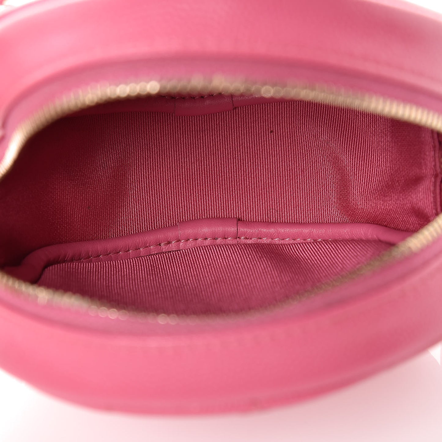 Caviar Quilted Round Clutch With Chain Pink