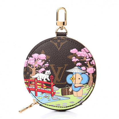 Louis Vuitton Monogram 2021 Christmas Animation Japanese Garden Round Coin Purse Wisteria Pink 1 of 6