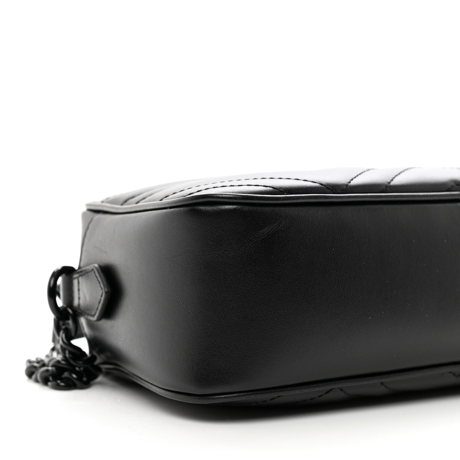 Gucci Calfskin Matelasse Monochrome Small GG Marmont Chain Shoulder Bag Black 9 of 10