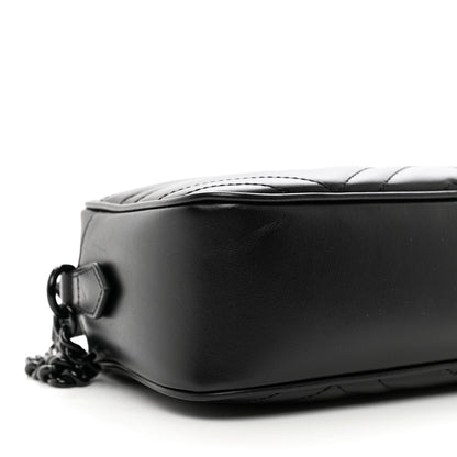 Gucci Calfskin Matelasse Monochrome Small GG Marmont Chain Shoulder Bag Black 9 of 10