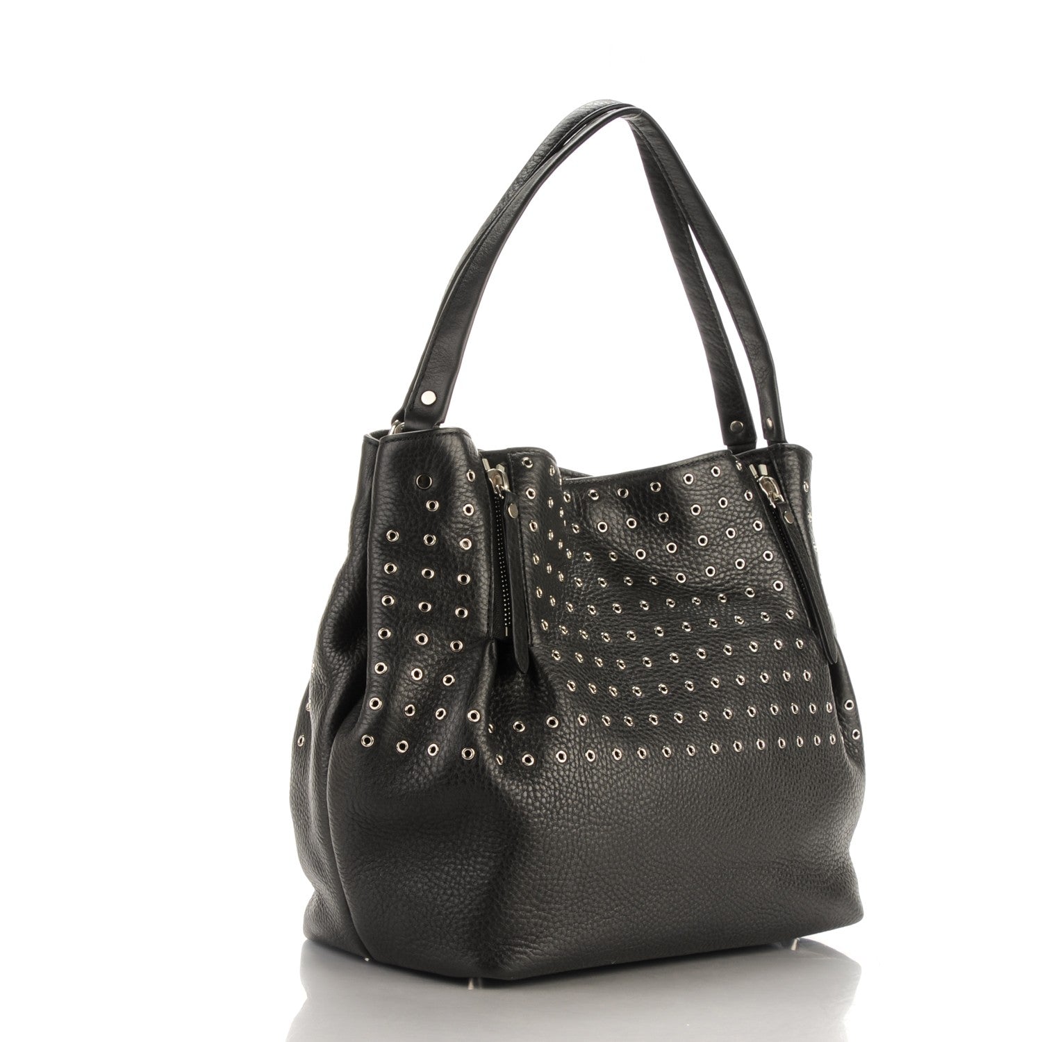 Burberry Calfskin Grommet Medium Maidstone Shoulder Bag Black 3 of 8