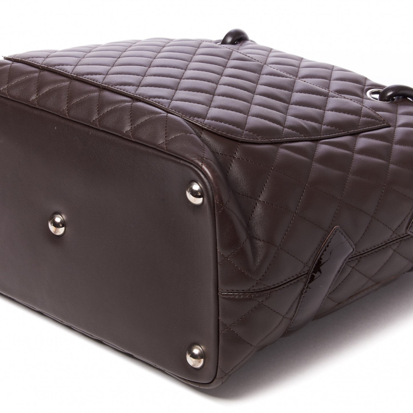 Calfskin Quilted Large Cambon Tote Brown