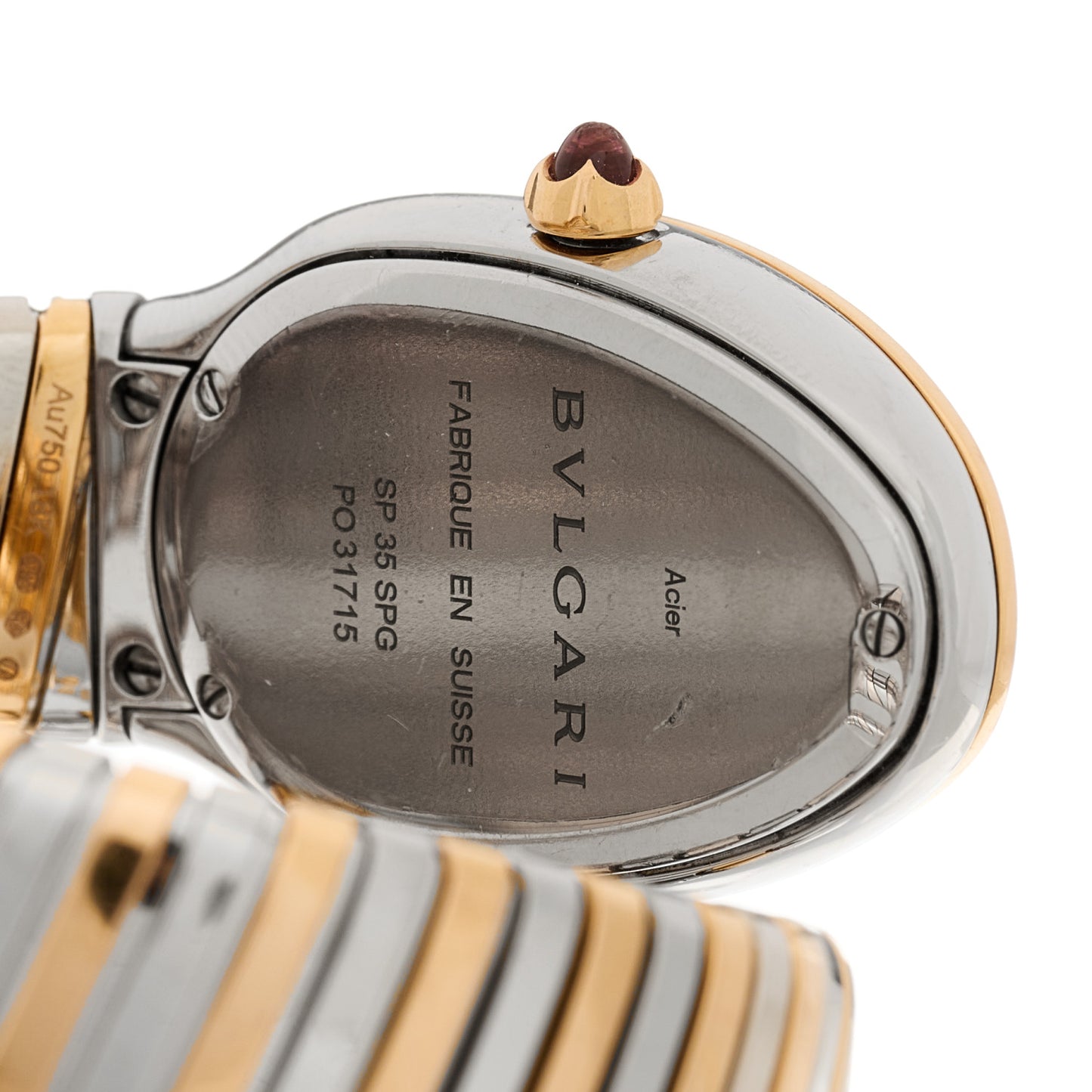Stainless Steel 18K Rose Gold Diamond Bezel 35mm Serpenti Tubogas Double Spiral Quartz Watch