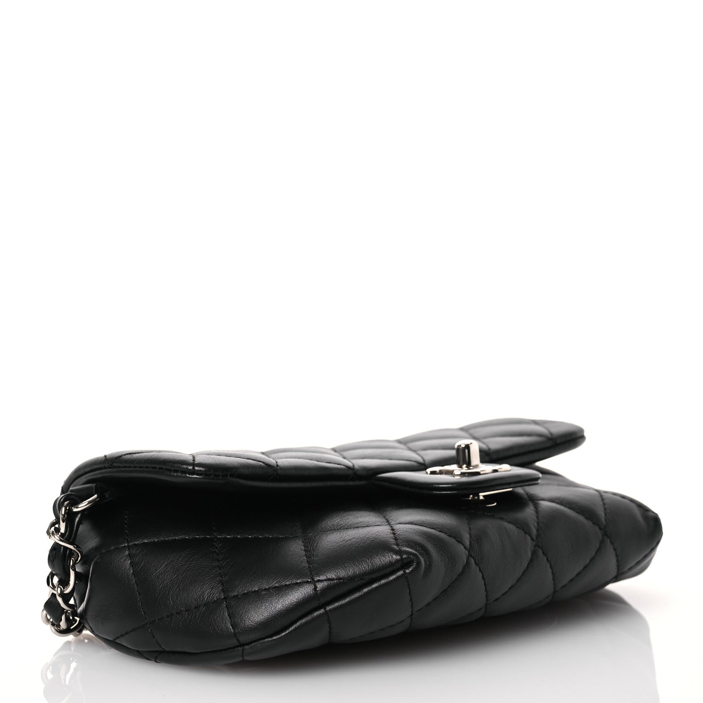 Calfskin Quilted CC Uniform Flap Belt Bag Black