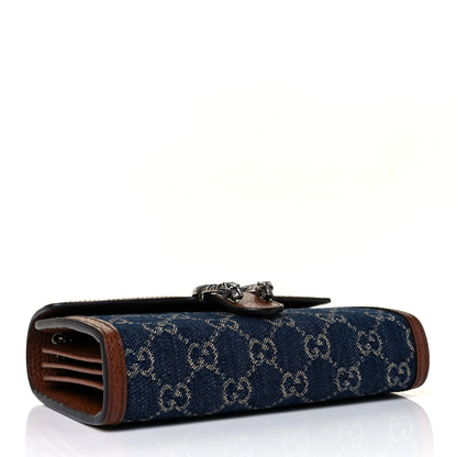 Gucci New Denim GG Monogram Dollar Calfskin Enamel Mini Dionysus Chain Wallet Blue Tea Cuir Epilog Electric Blue 3 of 8