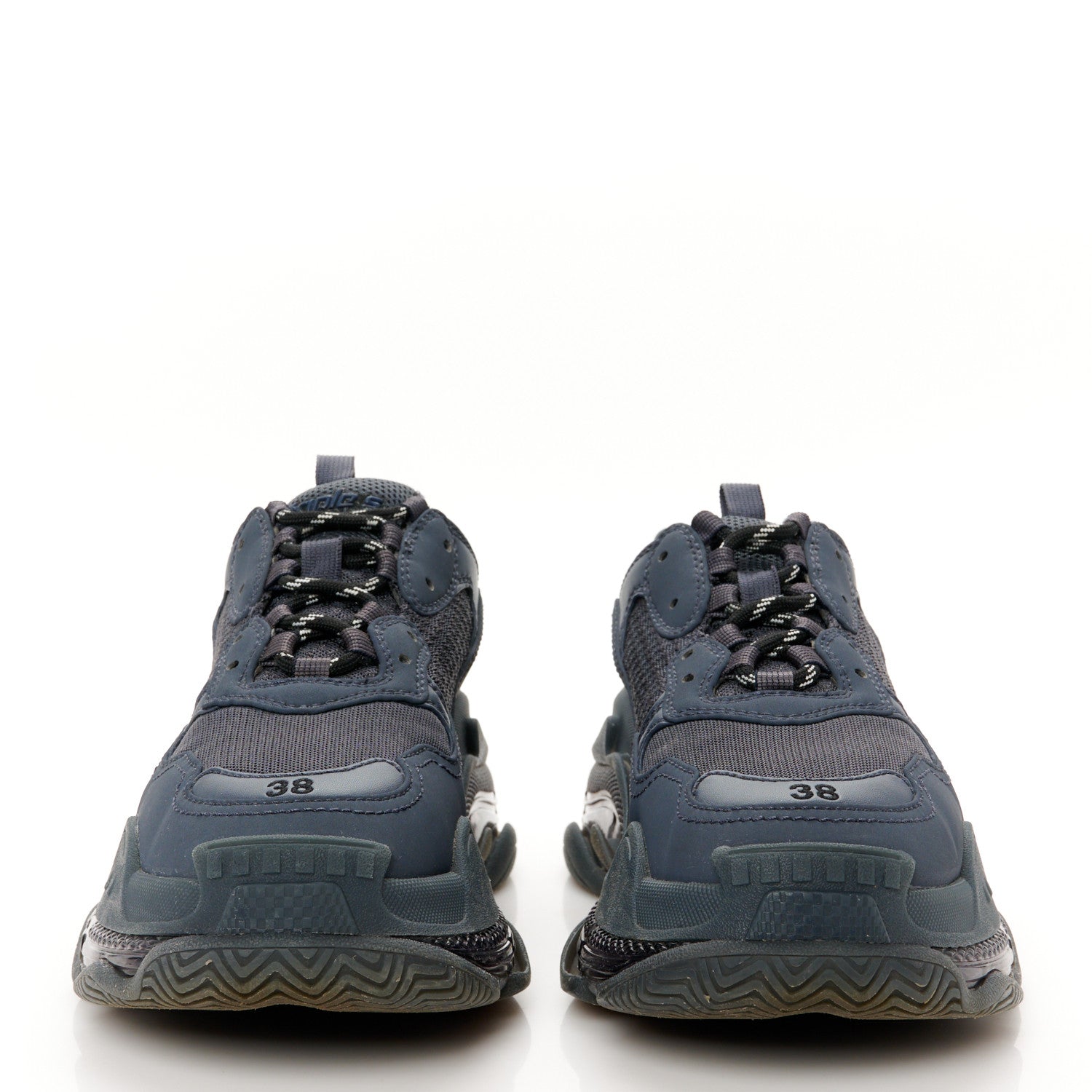 Balenciaga Fabric Mesh Clear Sole Womens Triple S Sneakers 38 Ombre Blue 3 of 9