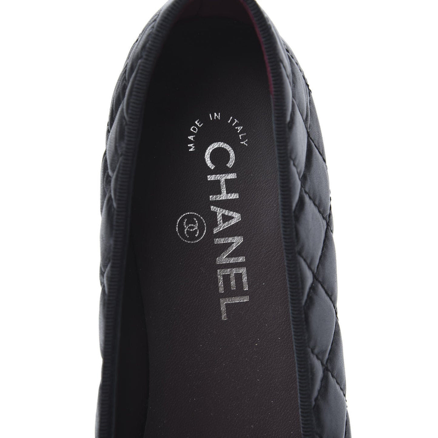 Aged Calfskin Quilted CC Cap Toe Ballerina Flats 42 Black