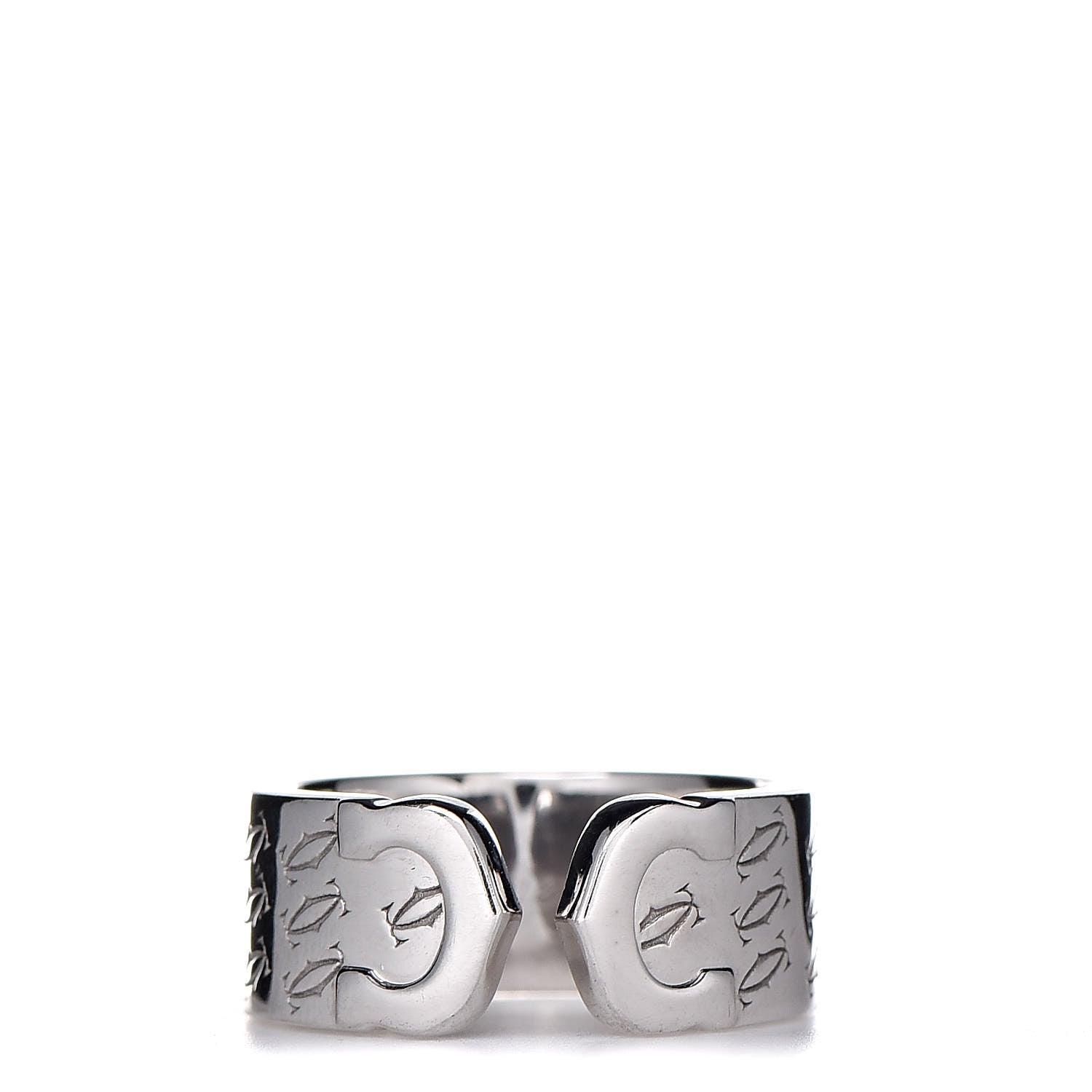Cartier 18K White Gold C De Christmas Ring 50 5.25 1 of 5