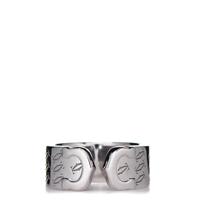 Cartier 18K White Gold C De Christmas Ring 50 5.25 1 of 5
