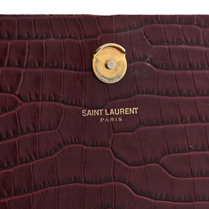 Saint Laurent Calfskin Crocodile Embossed Medium Classic Monogram Kate Tassel Satchel Dark Red 15 of 15