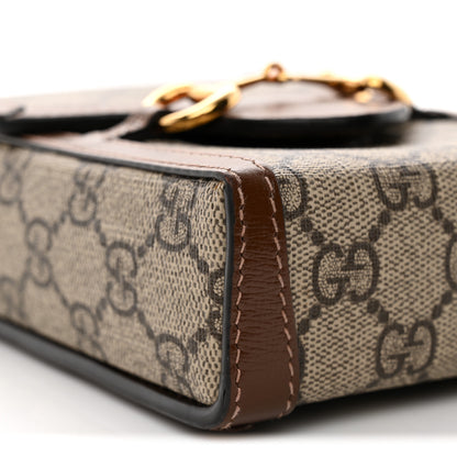 Gucci GG Supreme Monogram Mini Horsebit 1955 Crossbody Bag Beige Brown Sugar 9 of 11