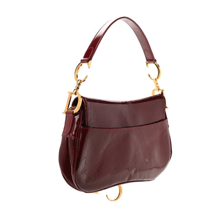 Christian Dior Patent Diorissimo Double Saddle Bag Dark Red 3 of 10