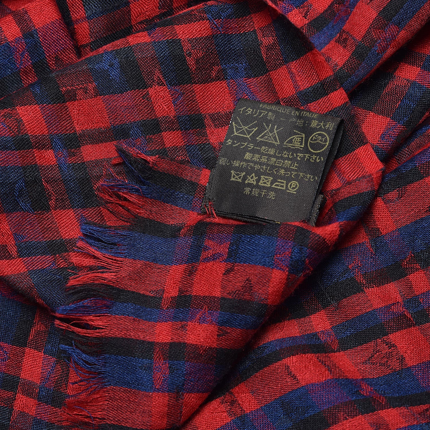 Louis Vuitton Silk Wool Etole Monogram Checks Scarf Rouge 5 of 5