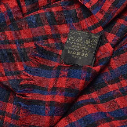 Louis Vuitton Silk Wool Etole Monogram Checks Scarf Rouge 5 of 5