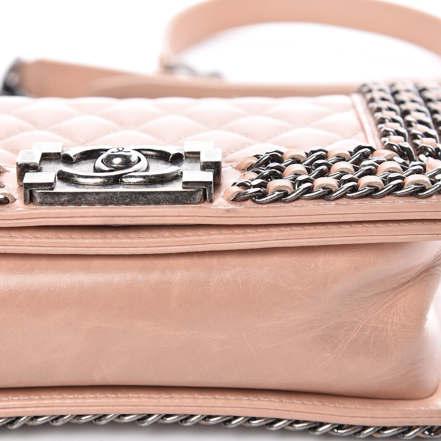 Chanel Glazed Calfskin Small Boy Chained Flap Pink 11 of 11