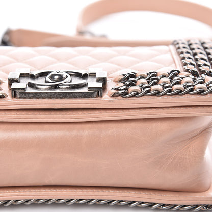 Chanel Glazed Calfskin Small Boy Chained Flap Pink 11 of 11