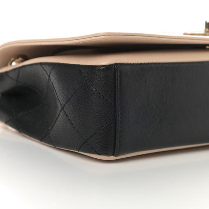 Chanel Sheepskin Quilted Medium Vintage Mademoiselle Flap Beige Black 10 of 11
