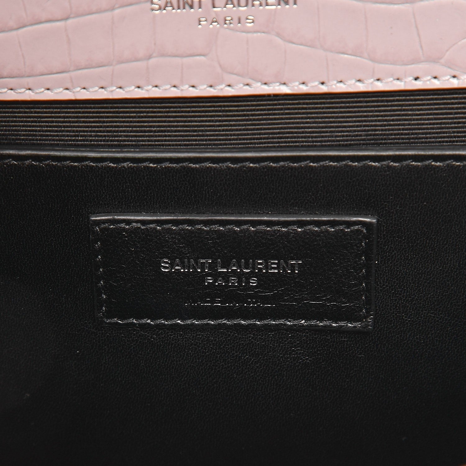 Saint Laurent Calfskin Crocodile Embossed Medium Classic Monogram Kate Tassel Satchel Powder Pink 7 of 7