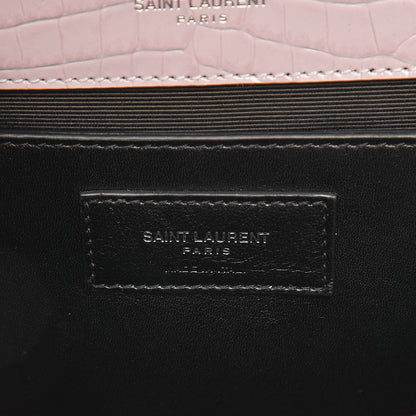Saint Laurent Calfskin Crocodile Embossed Medium Classic Monogram Kate Tassel Satchel Powder Pink 7 of 7