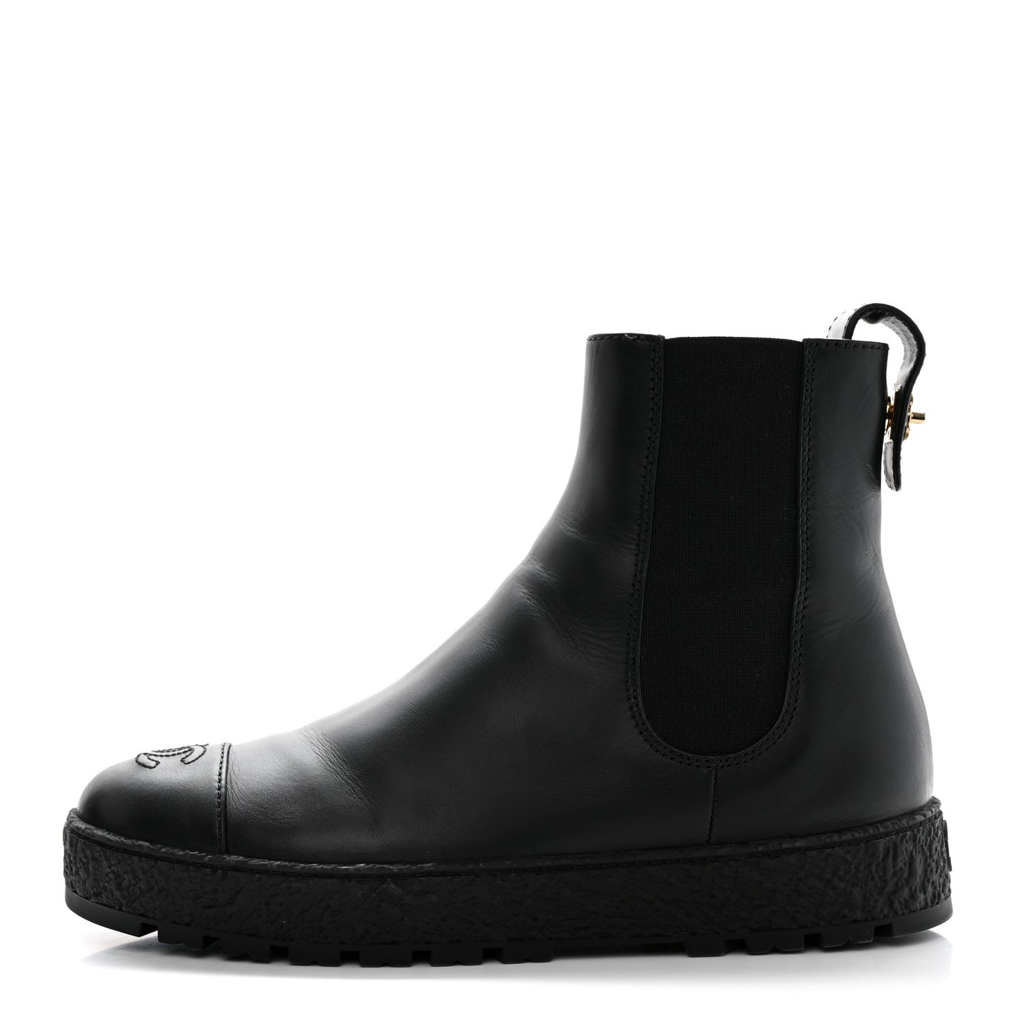 Calfskin Cap Toe CC Ankle Boots 40 Black