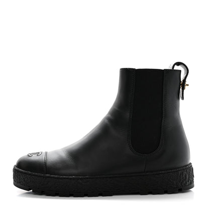 Chanel Calfskin Cap Toe CC Ankle Boots 40 Black 1 of 10